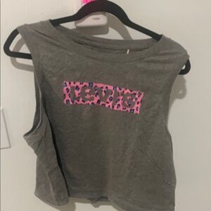Levi’s Gray Sleeveless Top with Pink Leopard Print